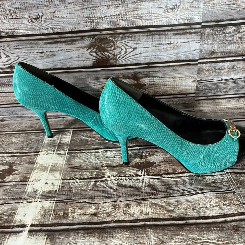White House Black Market Turquoise Teal Heels Size 8M - Picture 3 of 9